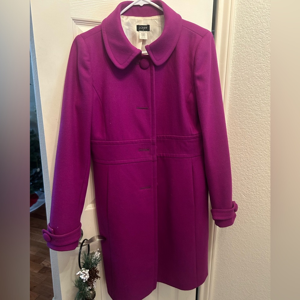 J Crew Overcoat. Wool Blend, lined, like new.